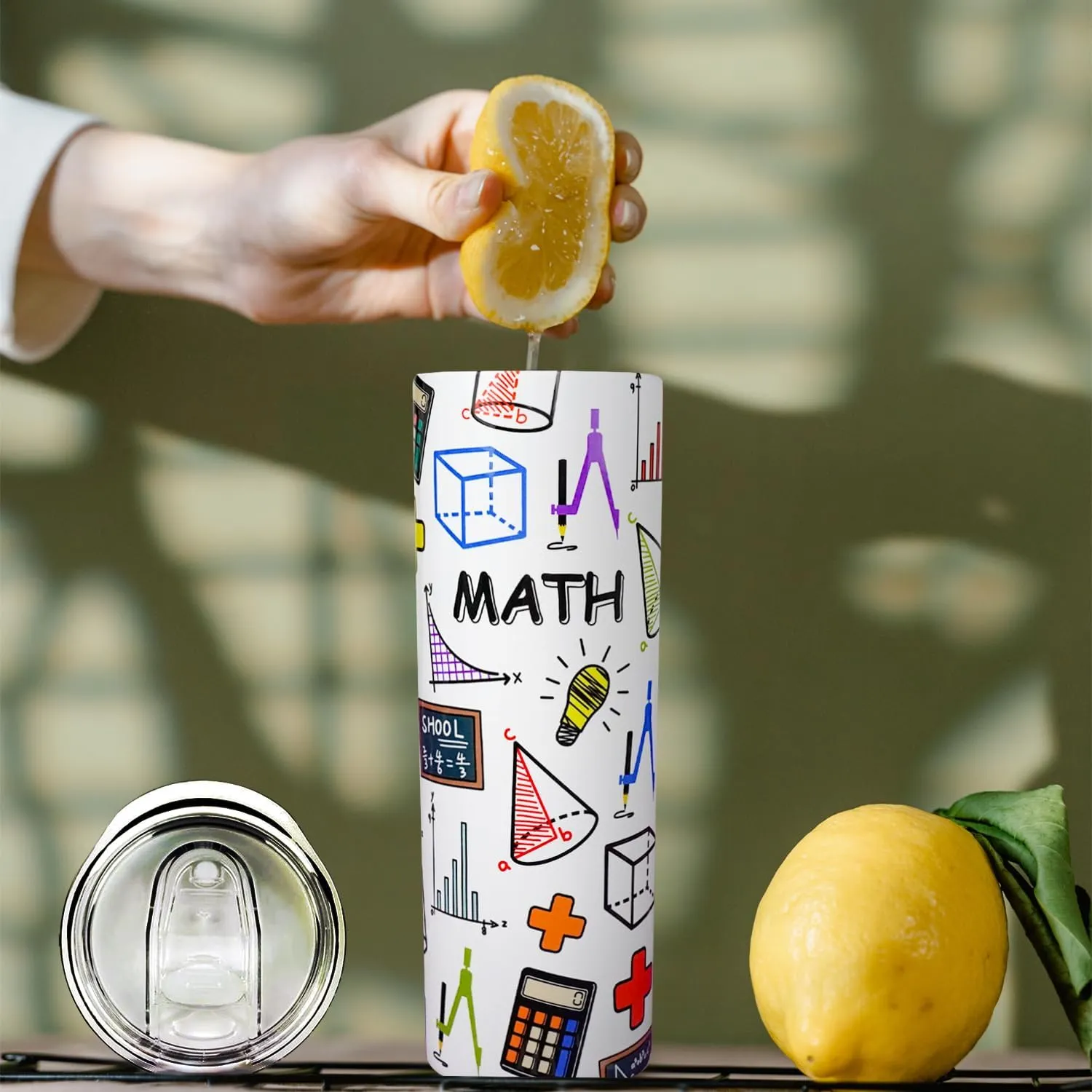 Math Teacher Gift Mug Tumbler Cup for Women Men - 20 Oz Stainless Steel Insulated Water Bottle With Lid and Straw