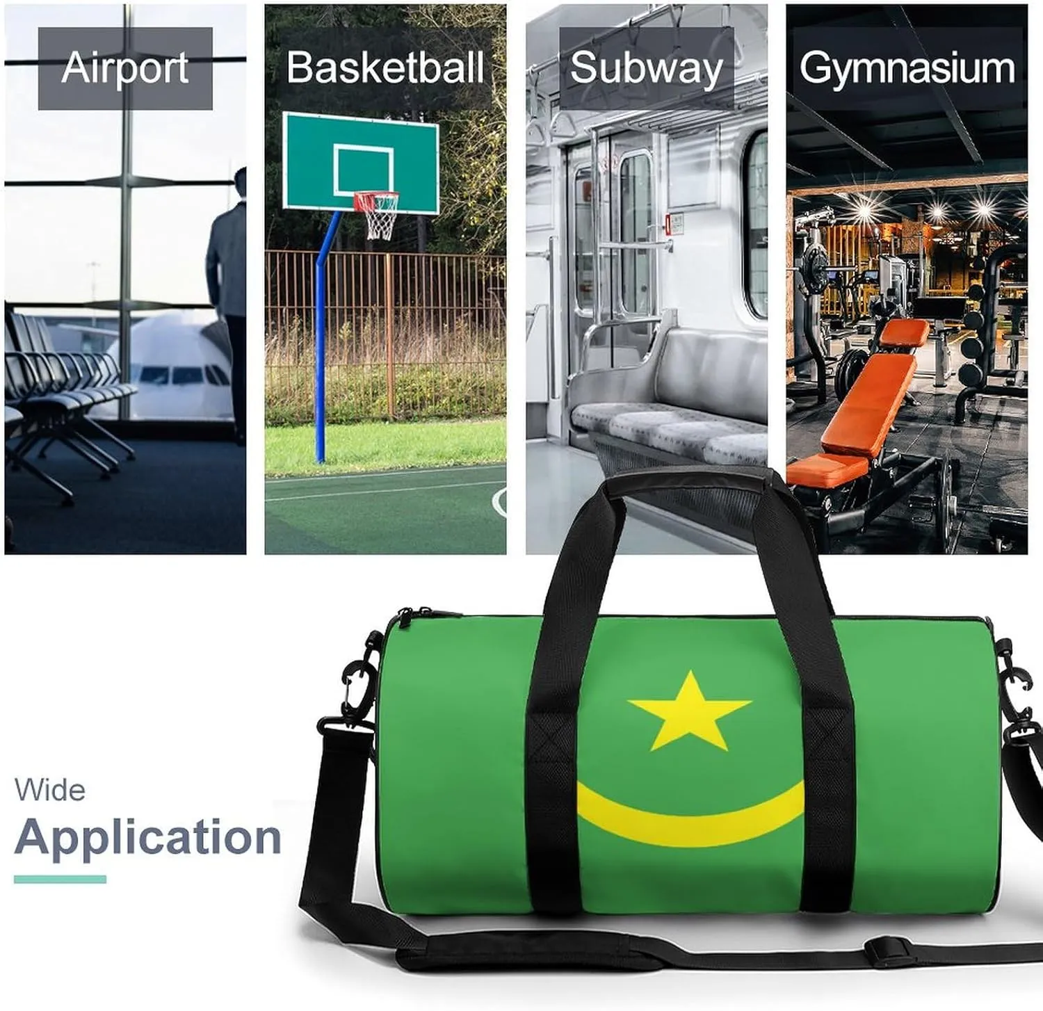 Mauritania Flag Waterproof Sports Gym Bag with Dry Wet Separation for Travel Overnight