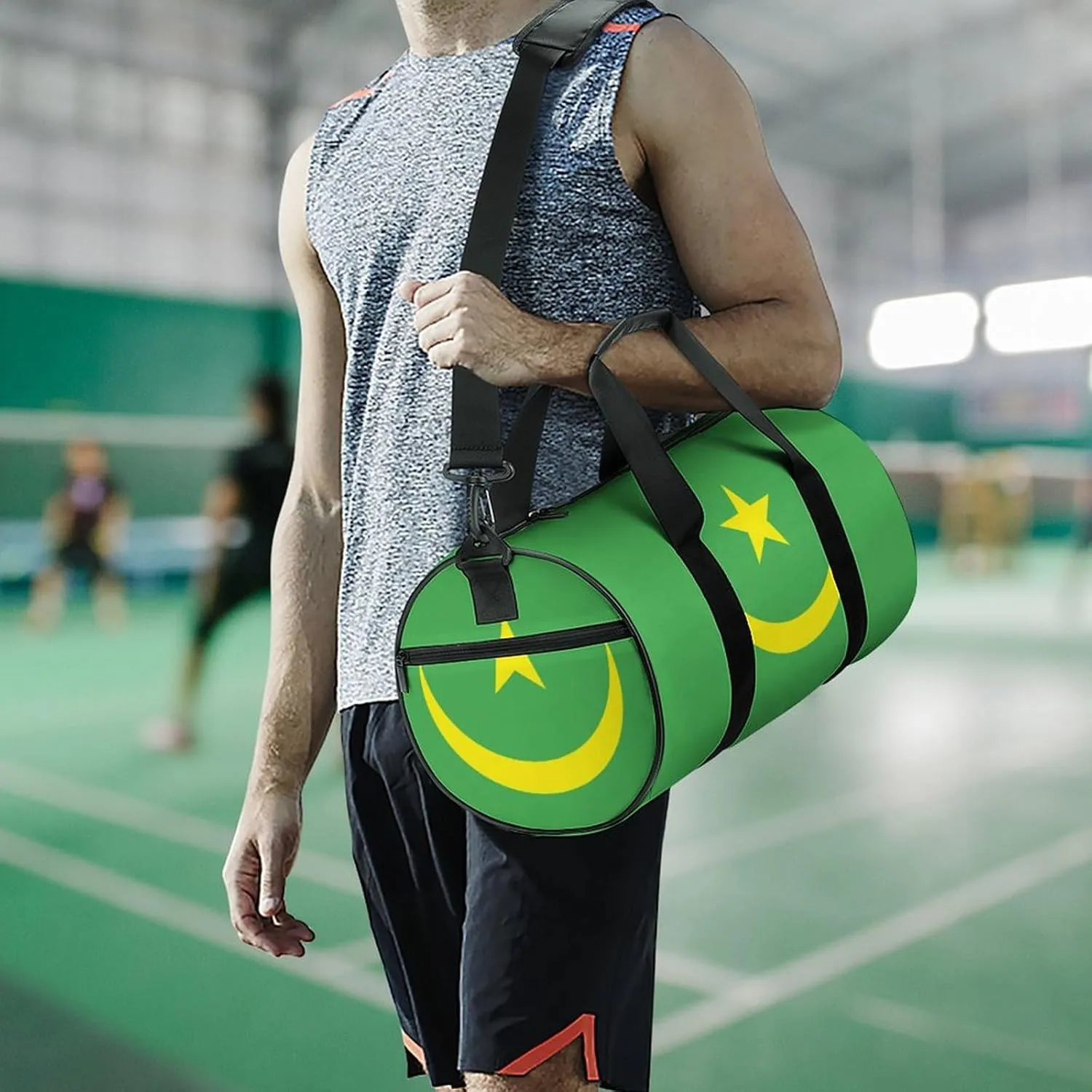 Mauritania Flag Waterproof Sports Gym Bag with Dry Wet Separation for Travel Overnight