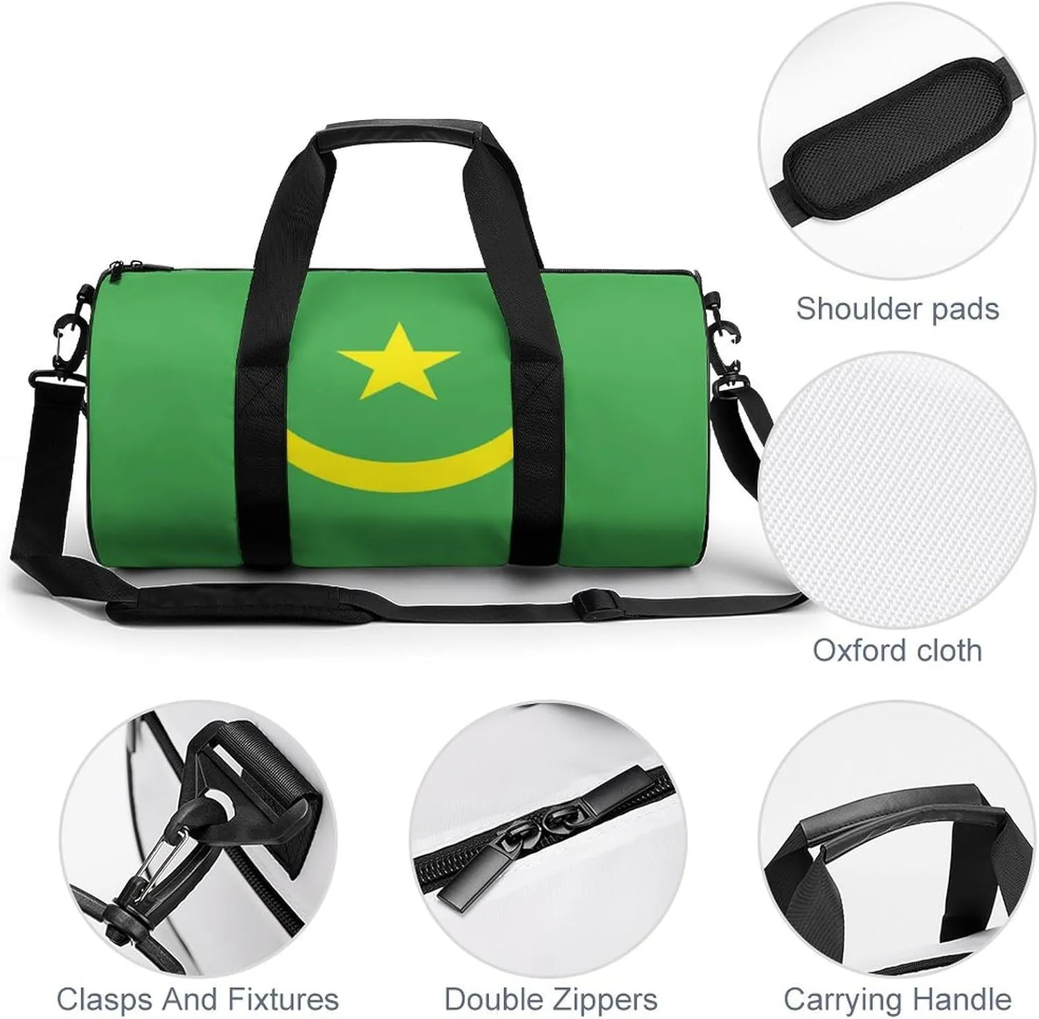 Mauritania Flag Waterproof Sports Gym Bag with Dry Wet Separation for Travel Overnight