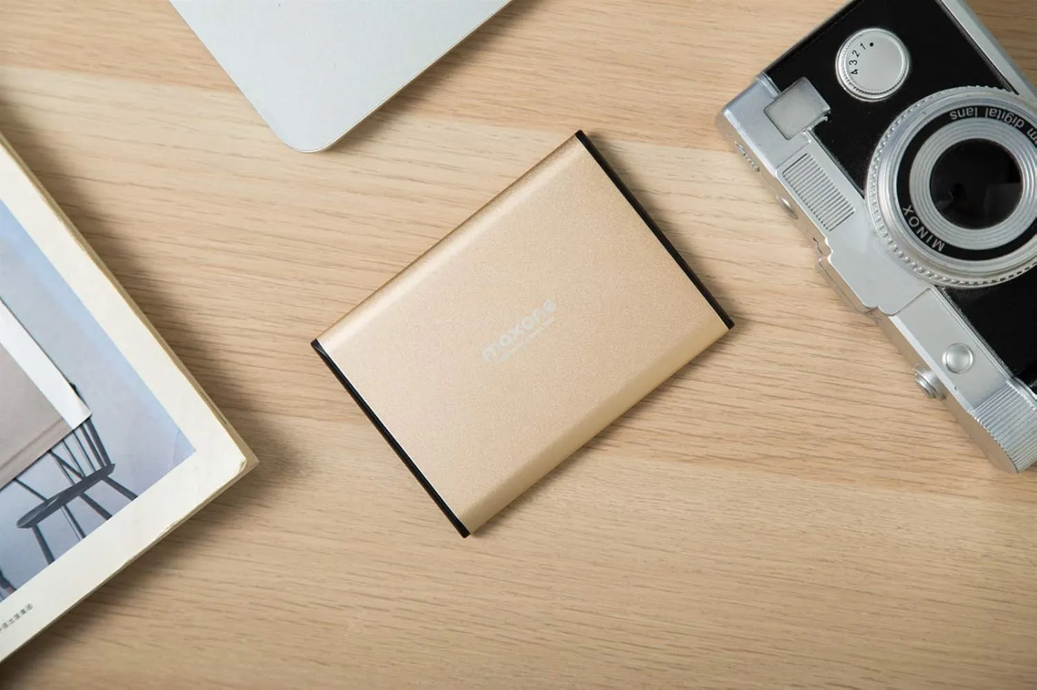 Maxone 320GB Ultra Slim Portable External Hard Drive HDD USB 3.0 Compatible with PC, Laptop, Gold