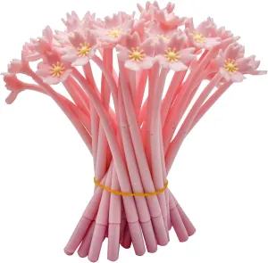 Maydahui 35 PCS Cherry Blossom Gel Pen Romantic Flower Pen Soft Silicone Black Ink for Girls Party School Students