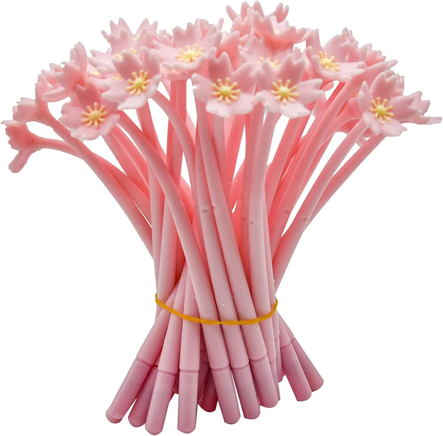Maydahui 35 PCS Cherry Blossom Gel Pen Romantic Flower Pen Soft Silicone Black Ink for Girls Party School Students