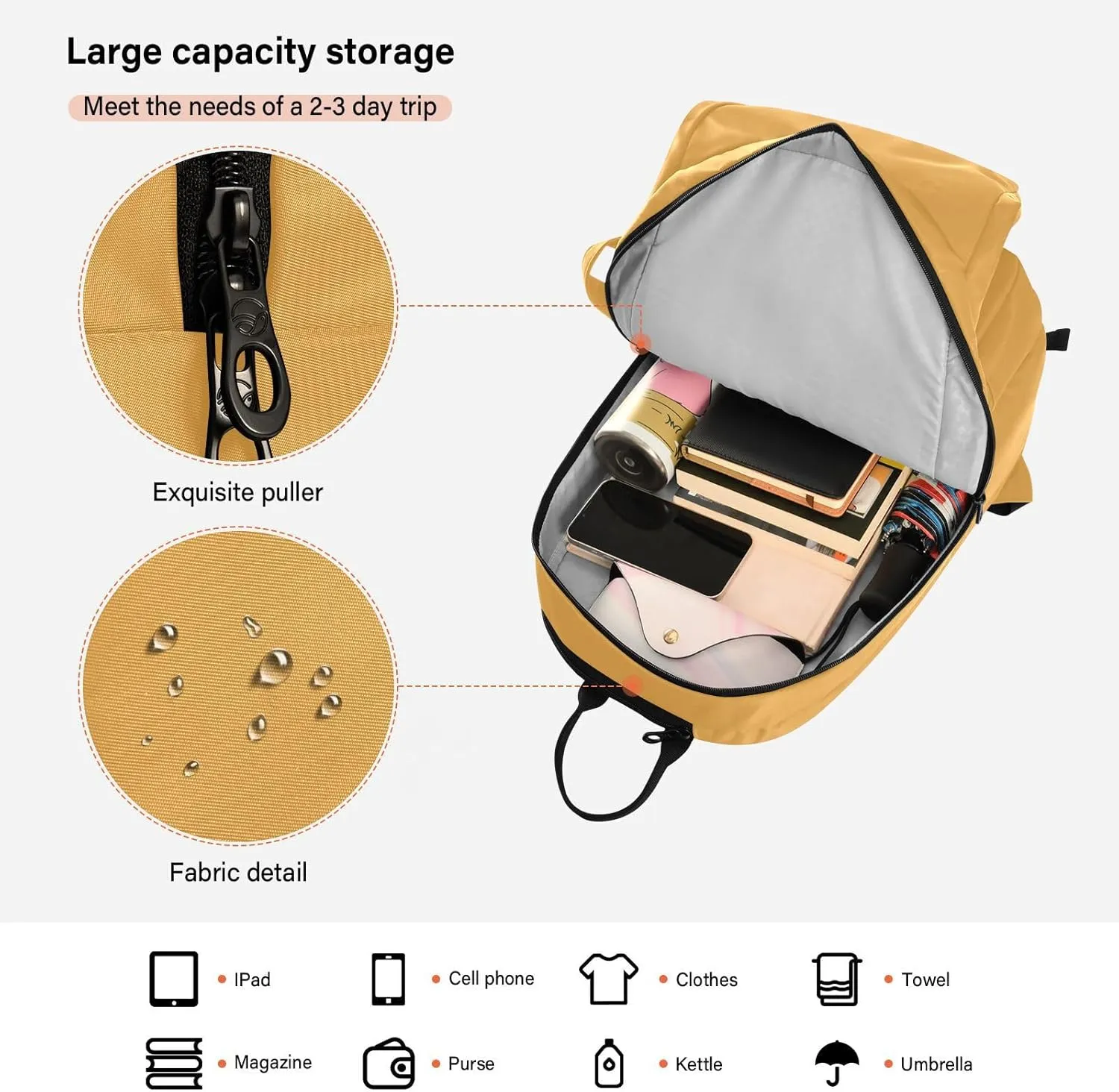 MCHIVER Mustard Yellow Custom Tennis Bags for Men Women Personalized Tennis Backpack Hold 2 Rackets Padel Sports Bag 11.81 * 7.87 * 17.11in