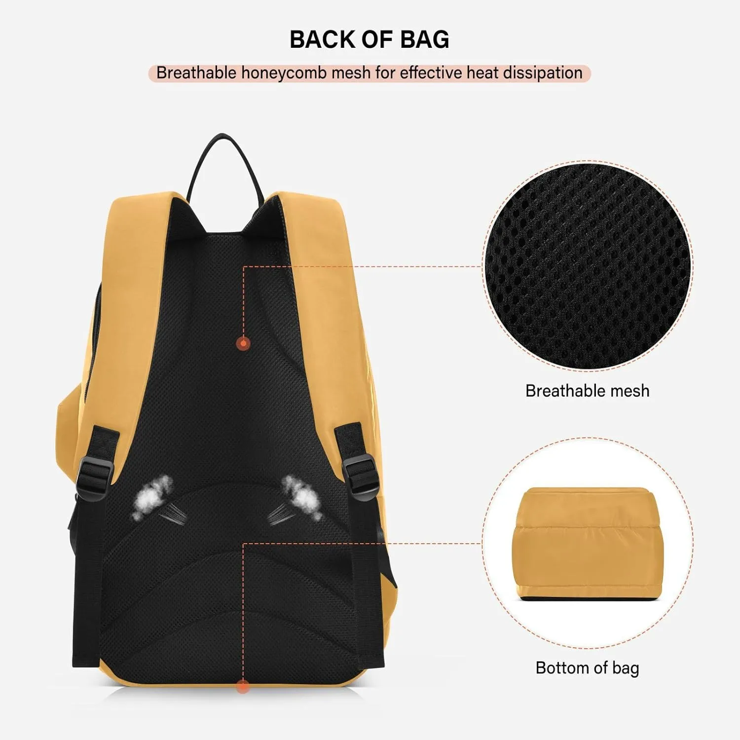 MCHIVER Mustard Yellow Custom Tennis Bags for Men Women Personalized Tennis Backpack Hold 2 Rackets Padel Sports Bag 11.81 * 7.87 * 17.11in