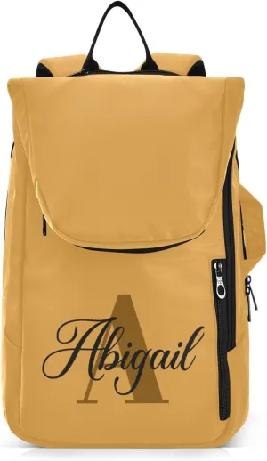 MCHIVER Mustard Yellow Custom Tennis Bags for Men Women Personalized Tennis Backpack Hold 2 Rackets Padel Sports Bag 11.81 * 7.87 * 17.11in