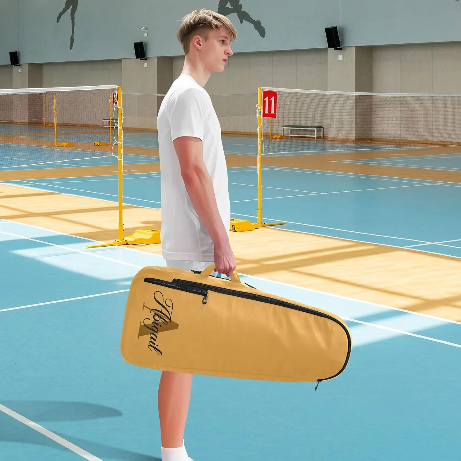 MCHIVER Mustard Yellow Custom Tennis Bags for Men Women Personalized Tennis Backpack Hold 2 Rackets Padel Sports Bag 11.81 * 7.87 * 17.11in
