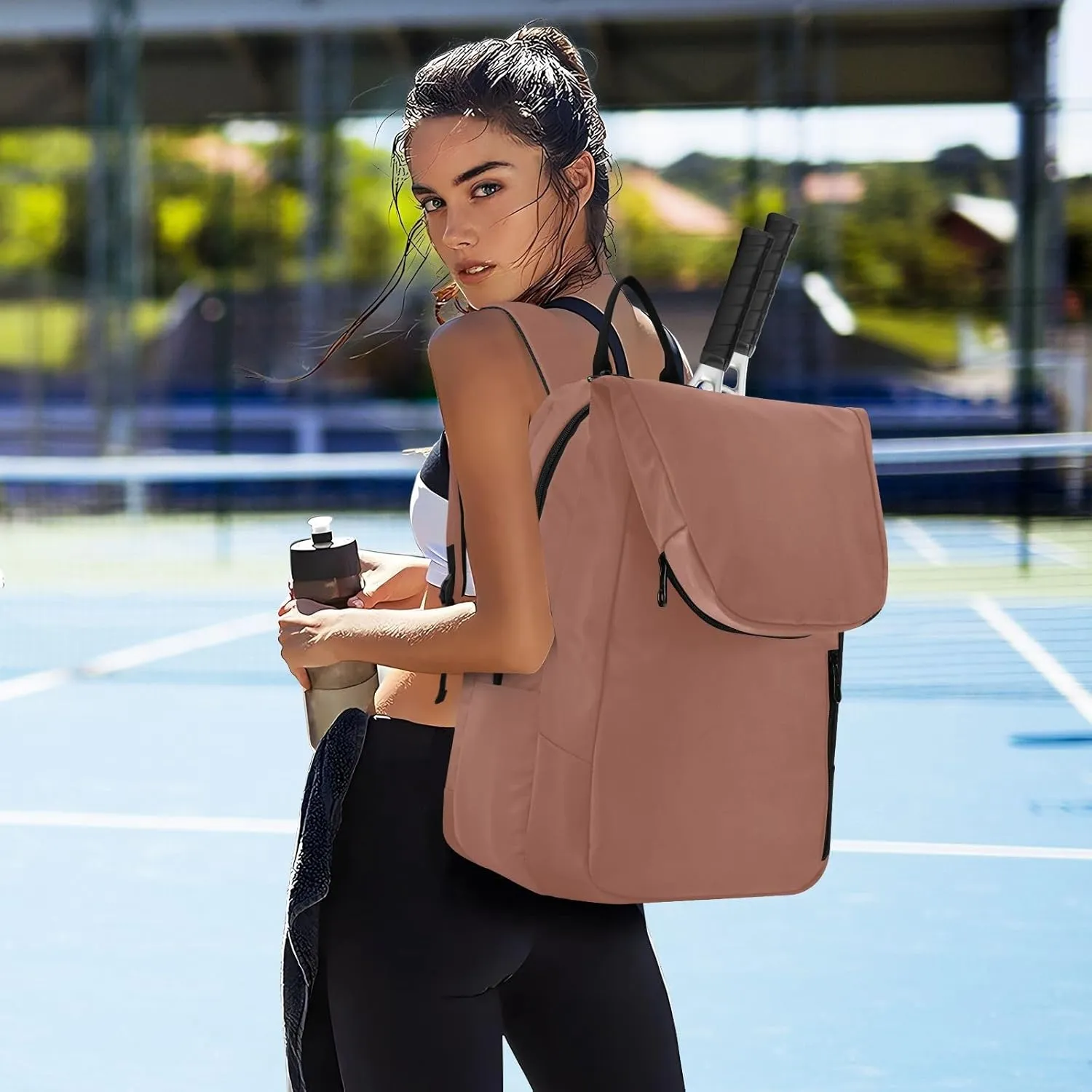 MCHIVER Tennis Bags for Men Women Tennis Backpack Hold 2 Rackets Badminton Racquet Backpack 11.81 * 7.87 * 17.11in