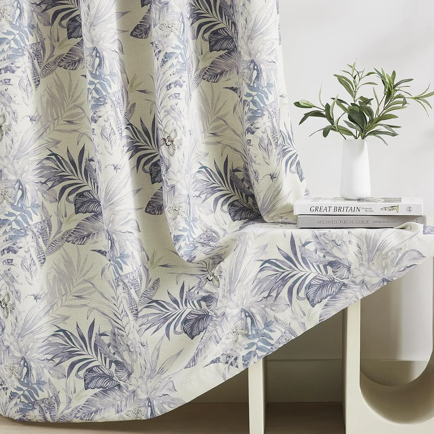 Melodieux Blackout Floral Cotton Curtains 84 Inches Long for Bedroom, Vintage Farmhouse Country Botanical Grommet Drapes Thermal Insulated Living Room Curtains, 52 by 84 in, Purple, 2 Panels