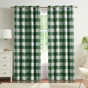 Melodieux Buffalo Check Plaid Blackout Curtains 84 Inches Long for Living Room, Bedroom Thermal Insulated Room Darkening Grommet Drapes, Green, 50 x 84 Inch, 2 Panels