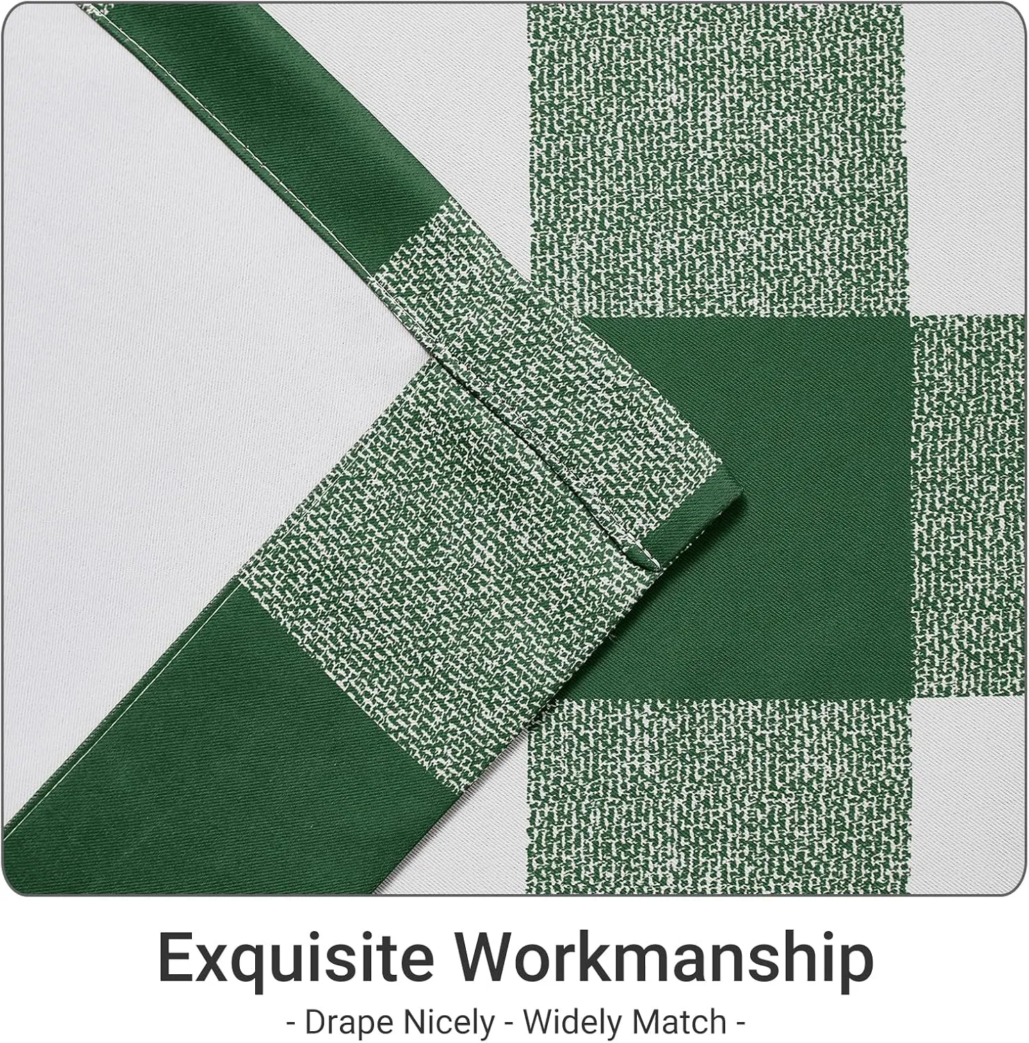 Melodieux Buffalo Check Plaid Blackout Curtains 84 Inches Long for Living Room, Bedroom Thermal Insulated Room Darkening Grommet Drapes, Green, 50 x 84 Inch, 2 Panels