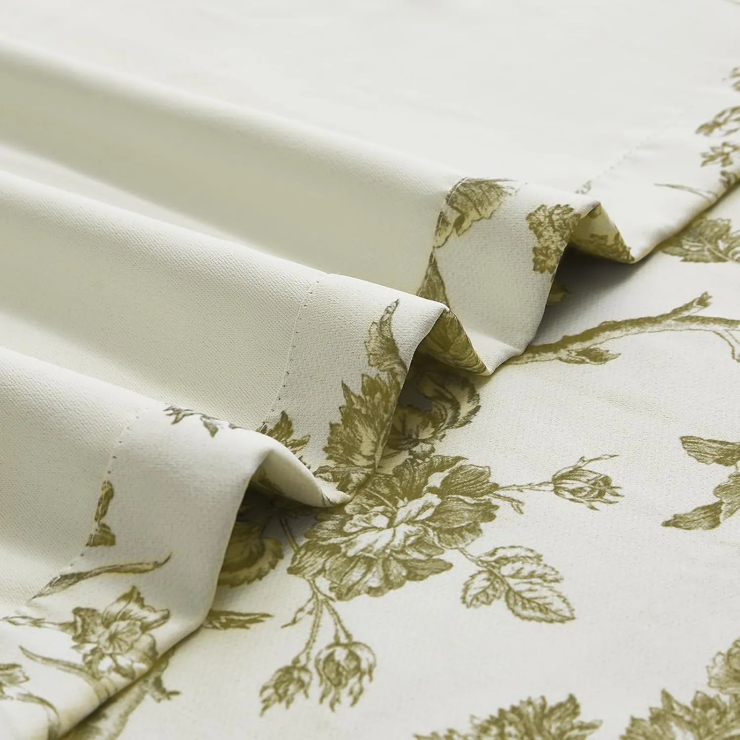 Melodieux Vintage Floral Blackout Curtains 84 Inches Long for Living Room, Bedroom Farmhouse French Country Drapes Cotton Thermal Insulated Grommet Toile Curtains, 52 by 84 in, Tan Beige, 2 Panels