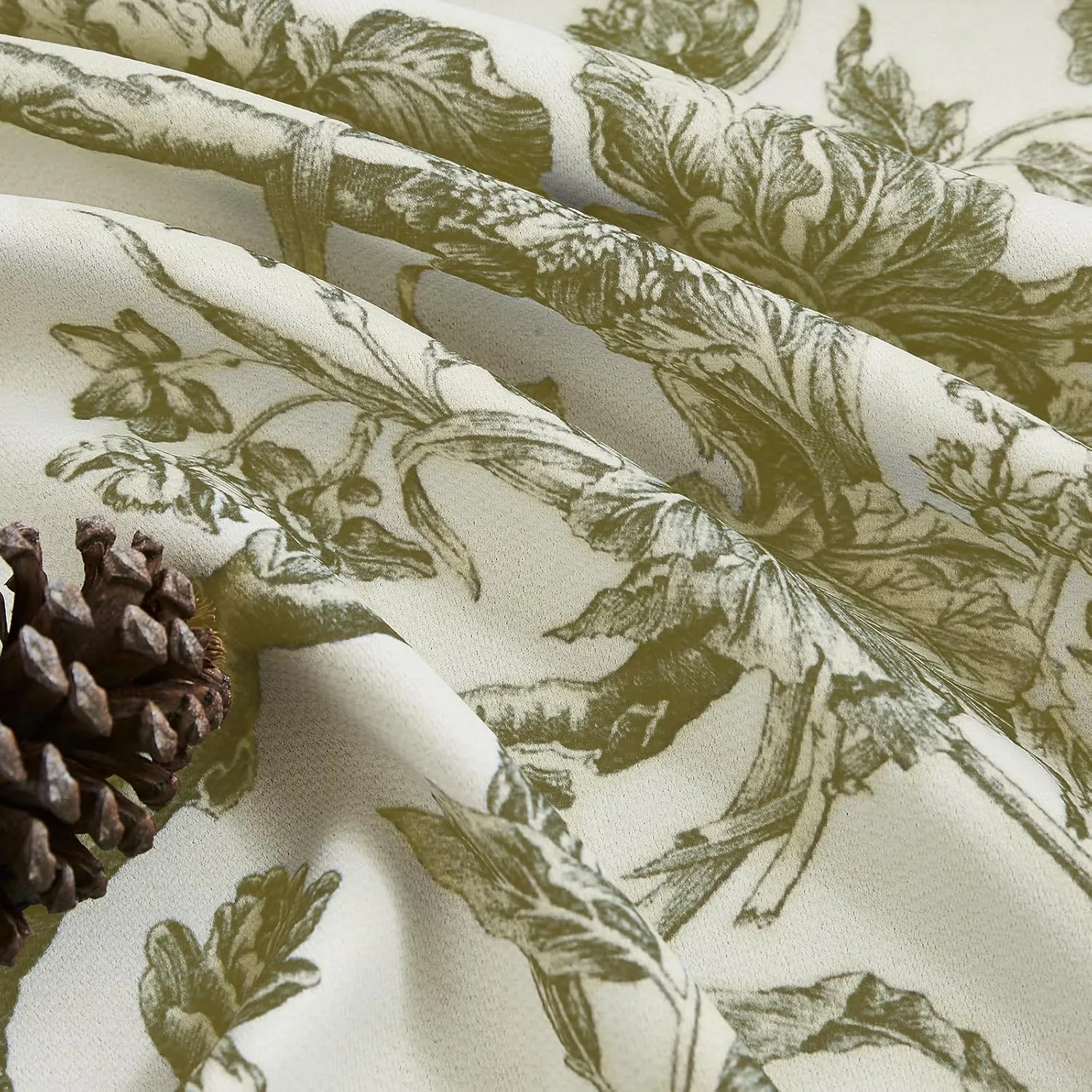 Melodieux Vintage Floral Blackout Curtains 84 Inches Long for Living Room, Bedroom Farmhouse French Country Drapes Cotton Thermal Insulated Grommet Toile Curtains, 52 by 84 in, Tan Beige, 2 Panels