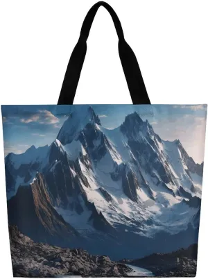 Melting Snow Mountain Tote Bag Large Women Casual Shoulder Bag Reusable Grocery Bag Fasion Handbag for Office Shopping Travel
