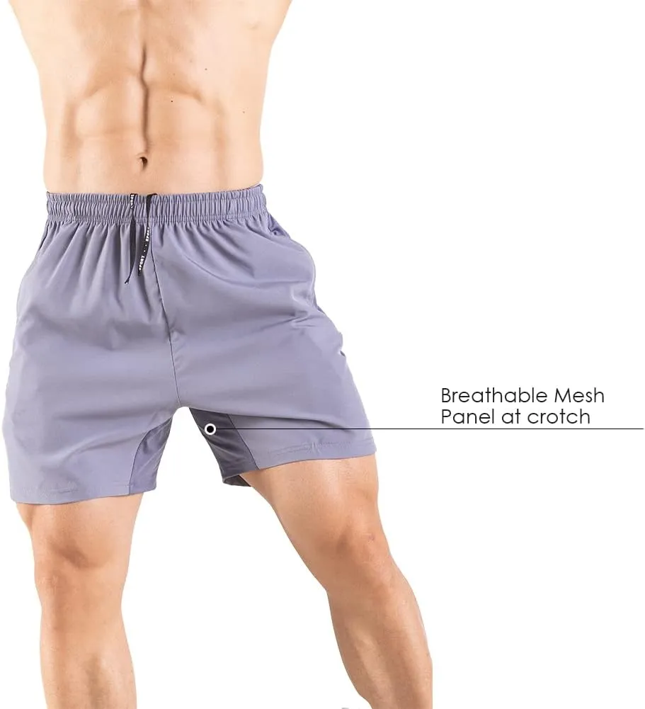 Men's 5" Running Shorts 2 Pack Quick Dry Athletic Workout Gym Shorts with Zipper Pockets