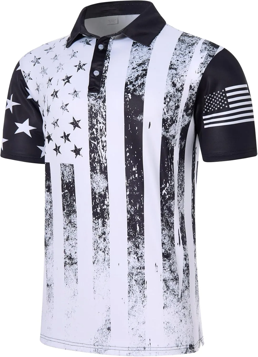 Mens American Flag Golf Shirts 4th of July Polo Shirt Dry Fit USA Patriotic Short Sleeve