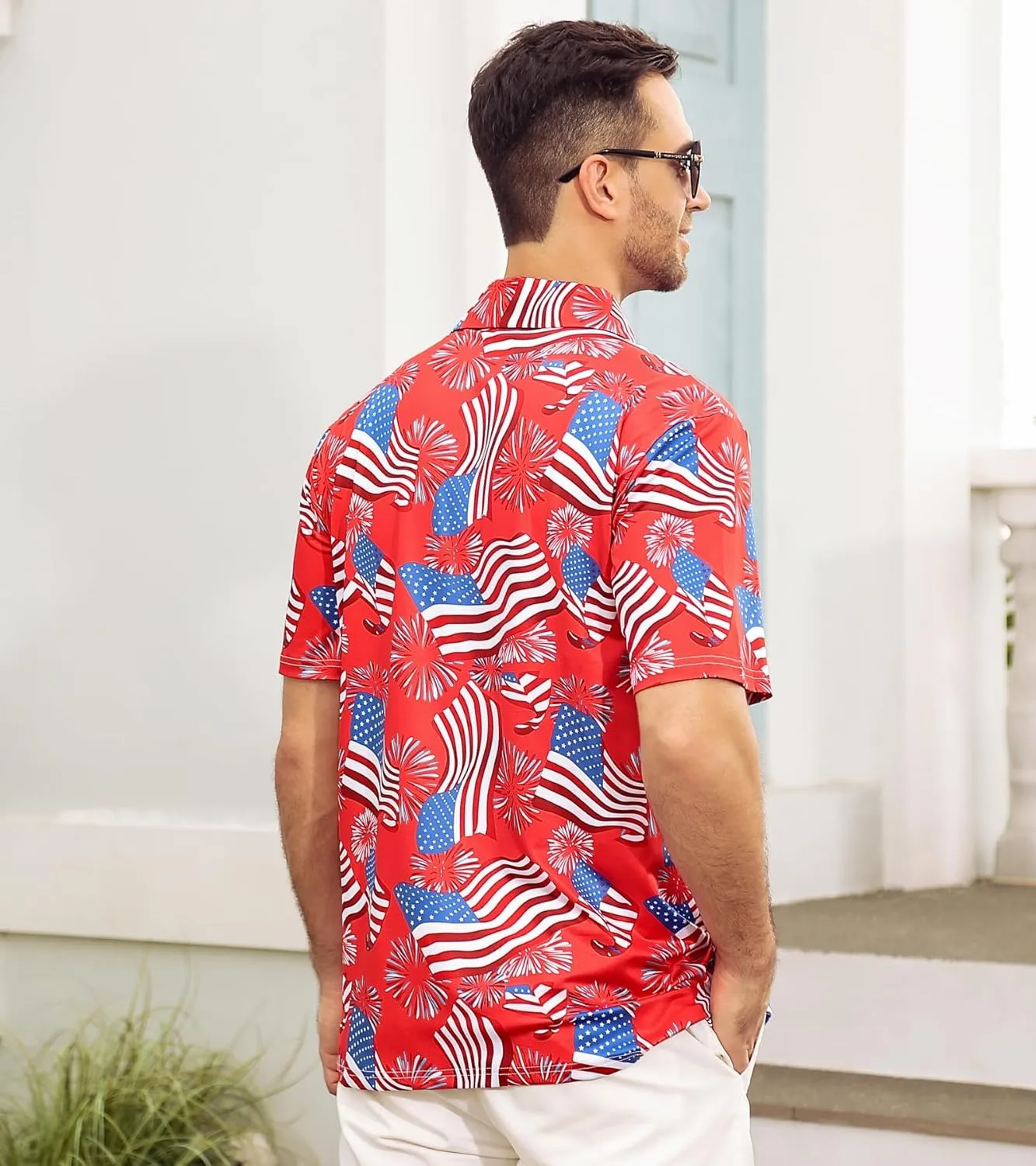 Mens American Flag Golf Shirts 4th of July Polo Shirt Dry Fit USA Patriotic Short Sleeve