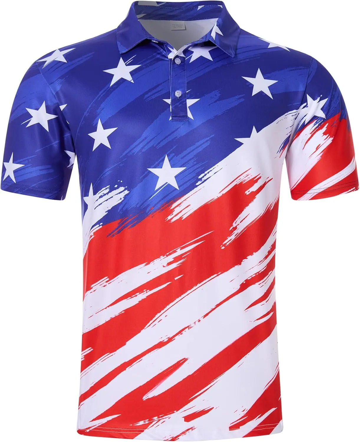 Mens American Flag Golf Shirts 4th of July Polo Shirt Dry Fit USA Patriotic Short Sleeve