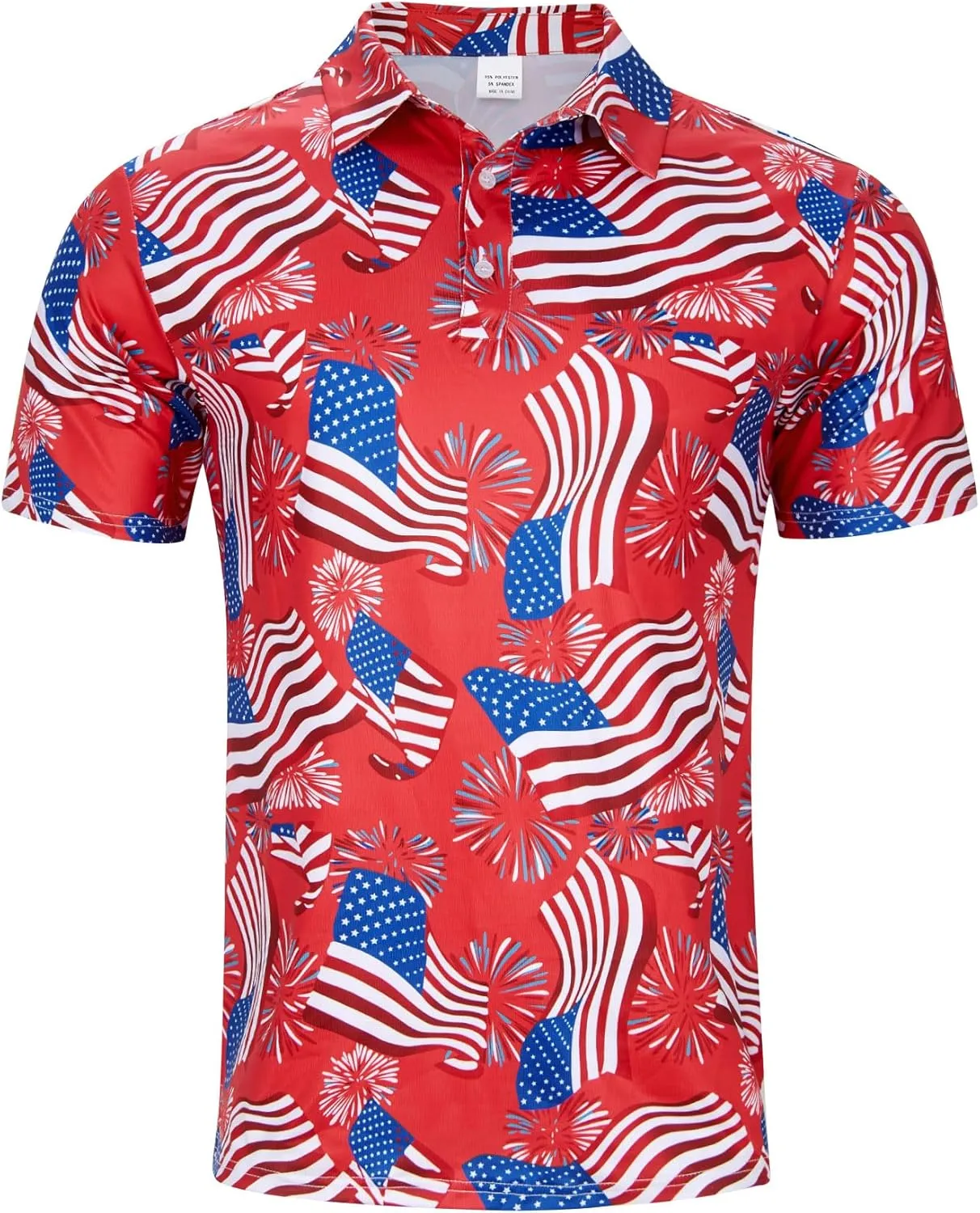 Mens American Flag Golf Shirts 4th of July Polo Shirt Dry Fit USA Patriotic Short Sleeve