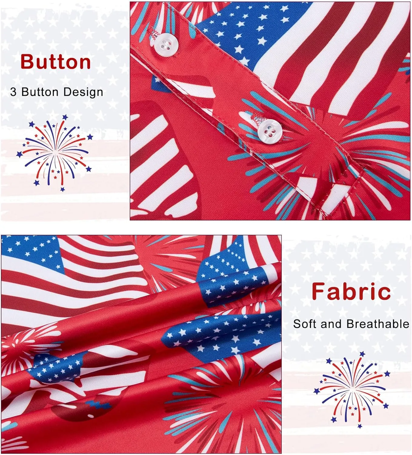 Mens American Flag Golf Shirts 4th of July Polo Shirt Dry Fit USA Patriotic Short Sleeve