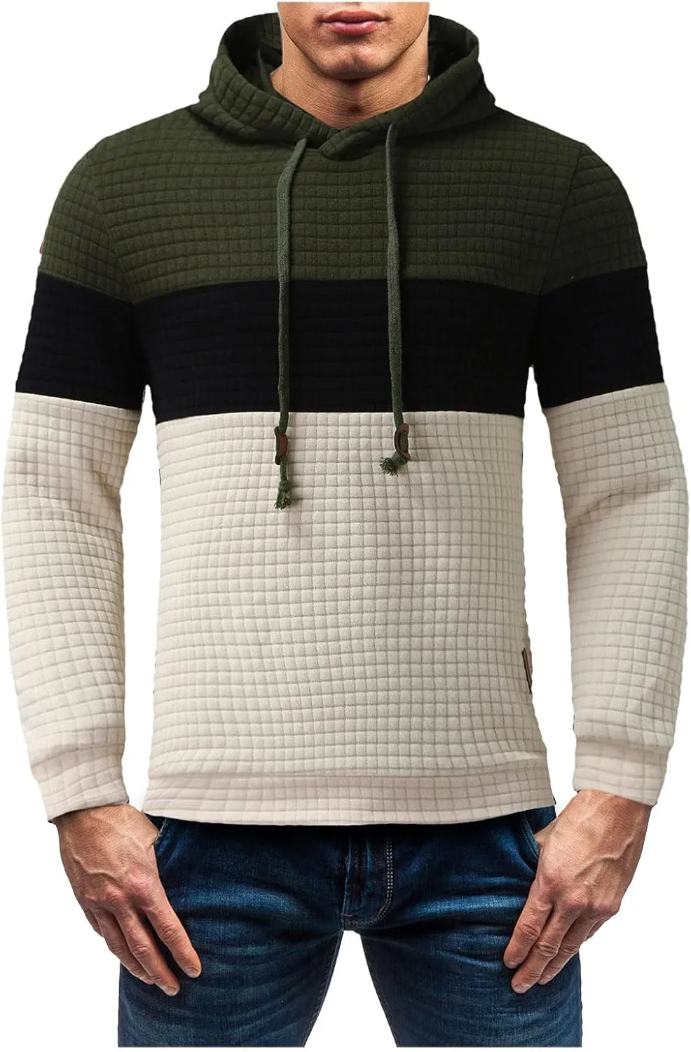 Mens Hoodies Pullover Fashion Loose Plus Size Hooded Pullover Sweater Full Zip Long Sleeve Sweatshirt Full Zip Long