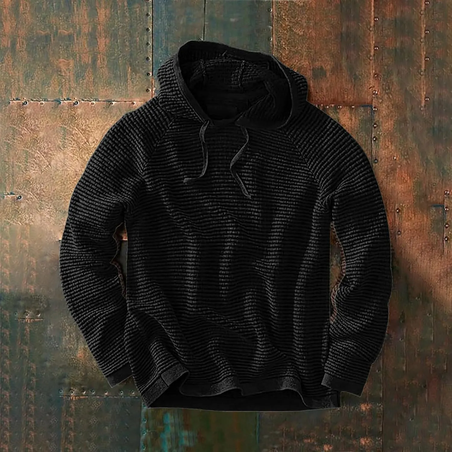 Mens Hoodies Pullover Fashion Loose Plus Size Hooded Pullover Sweater Full Zip Long Sleeve Sweatshirt Full Zip Long