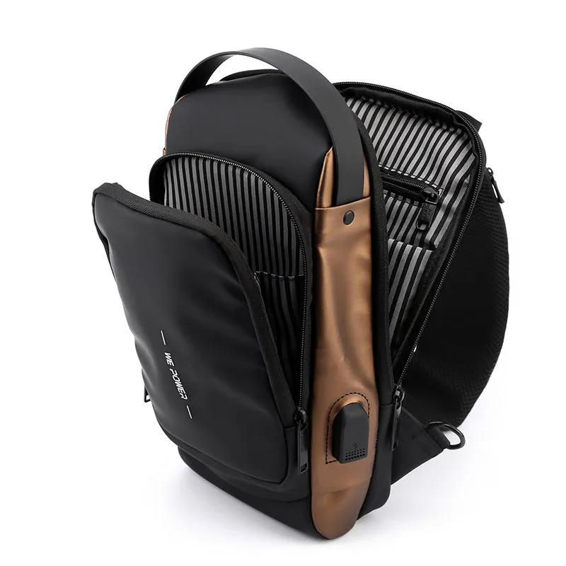 Men's Password Motorcycle Trendy Cool Riding Carpetbag Men's Chest Bags