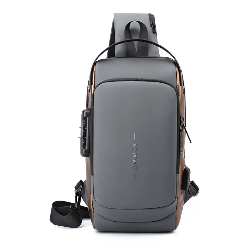 Men's Password Motorcycle Trendy Cool Riding Carpetbag Men's Chest Bags