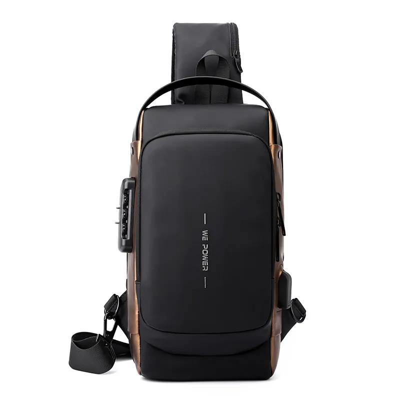 Men's Password Motorcycle Trendy Cool Riding Carpetbag Men's Chest Bags