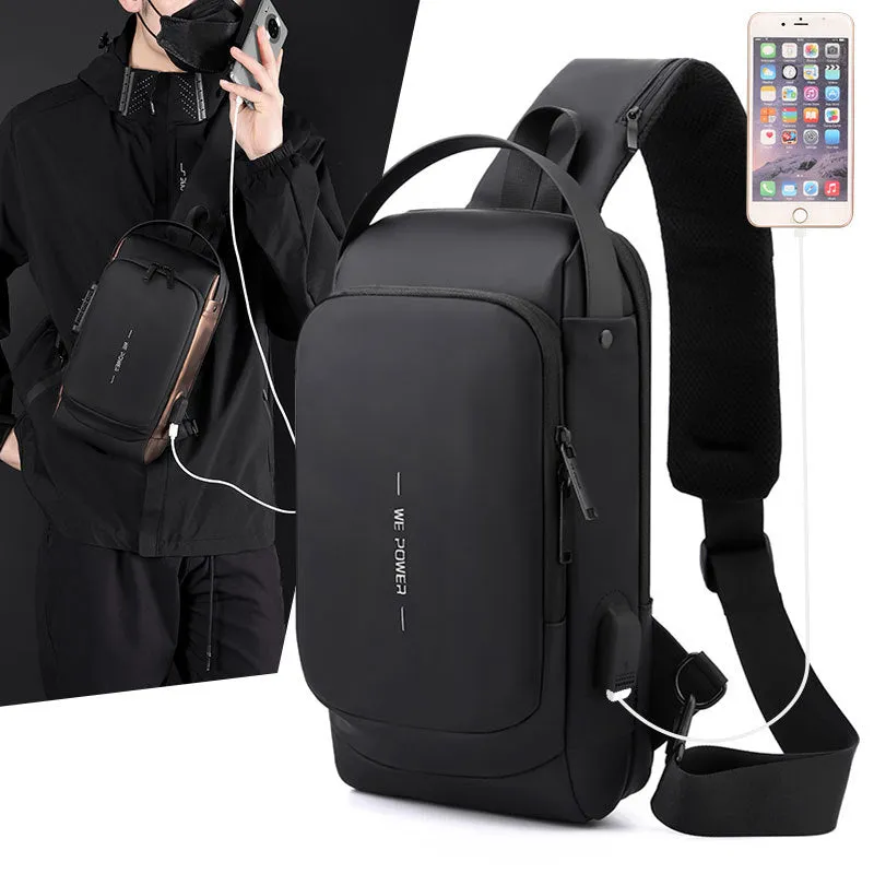 Men's Password Motorcycle Trendy Cool Riding Carpetbag Men's Chest Bags