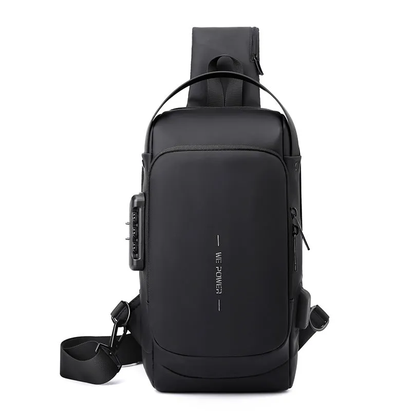 Men's Password Motorcycle Trendy Cool Riding Carpetbag Men's Chest Bags