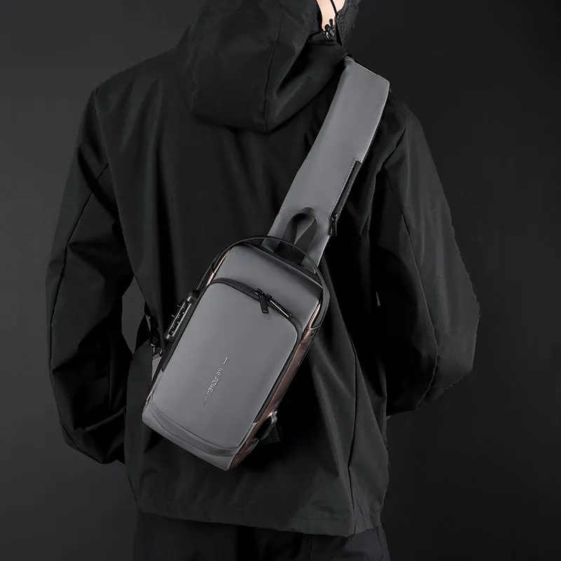 Men's Password Motorcycle Trendy Cool Riding Carpetbag Men's Chest Bags