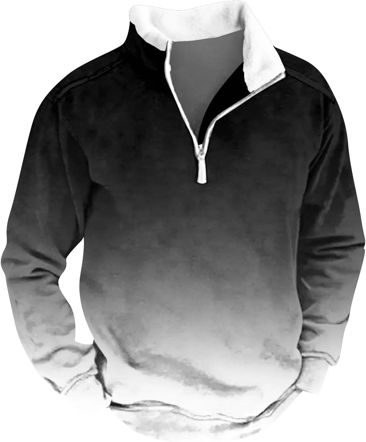Men's Quarter Zipper Sherpa Sweatshirts 2025 Winter Thick Pullover Half Zip Stand Collar Fit Casual Tactical Jacket
