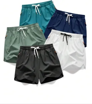 Men's Running Shorts 5 Inch Quick Dry Breathable with Pocket Adjustable Elastic Lace-Up Gym Gym Shorts Pack of 5
