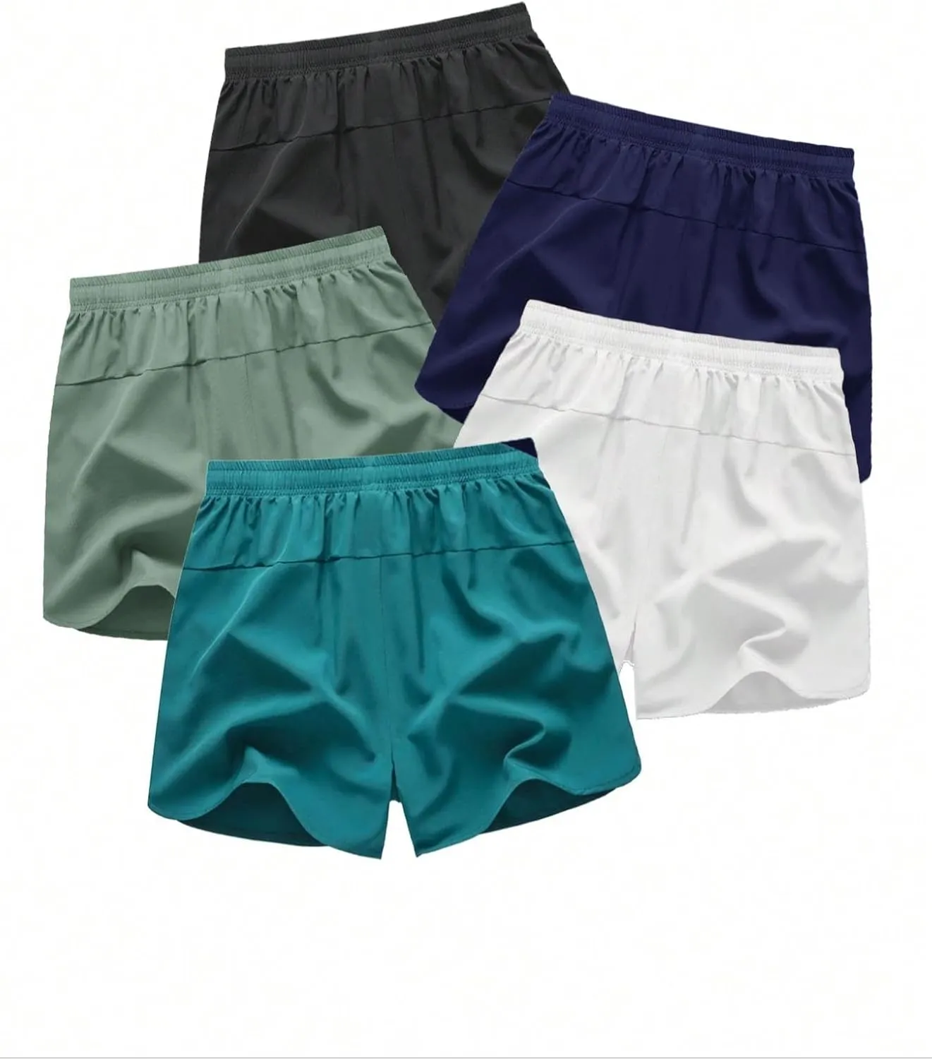 Men's Running Shorts 5 Inch Quick Dry Breathable with Pocket Adjustable Elastic Lace-Up Gym Gym Shorts Pack of 5