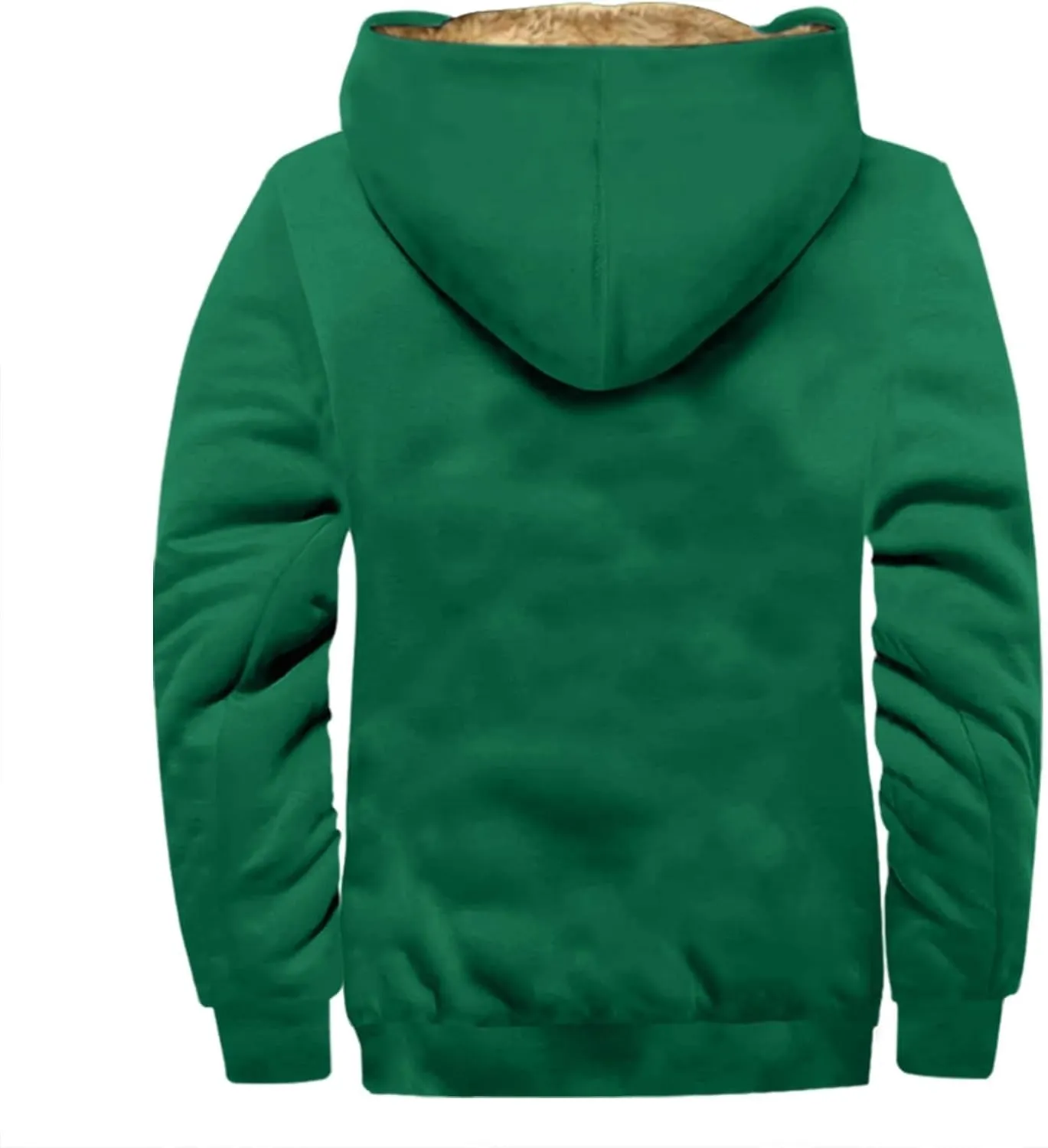 Men's Sherpa Fleece Lined Jackets Winter Warm Thick Zip Big and Tall Sherpa Lined Pullover Drawstring Coats Outwear