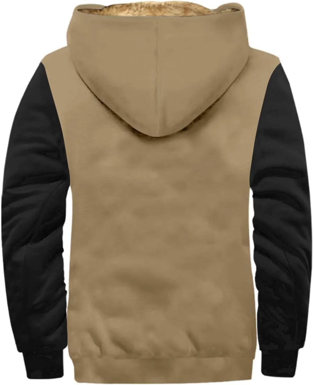 Men's Winter Jacket Printed Work Cargo Coats Hooded Outerwear Zipper Hoodies Fleece Sherpa Lined Sweatshirt Tops