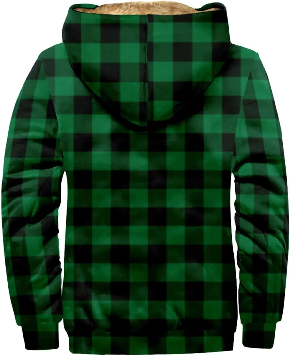 Men's Winter Jacket Printed Work Cargo Coats Hooded Outerwear Zipper Hoodies Fleece Sherpa Lined Sweatshirt Tops