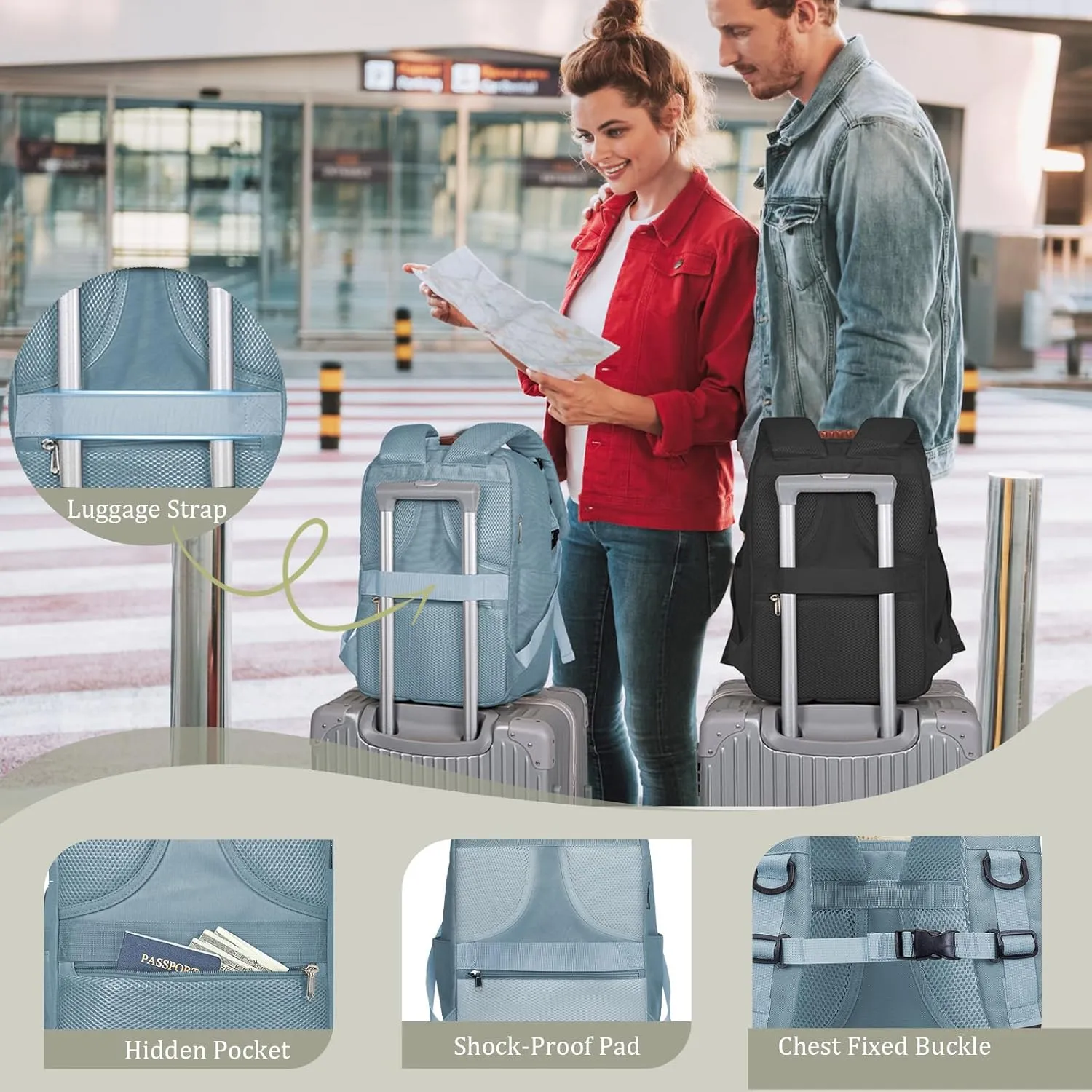 Mens Womens Carry On Backpack for Airplanes Personal Item Travel Bag Frontier Spirit Airlines Personal Item Bag 18x14x8 Personal Item Backpack With Laptop Compartment Up to 17" for Women Men