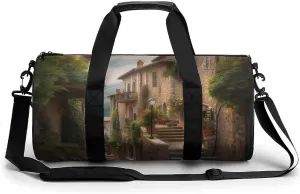 Mens Womens Gym Bag, Italy Tuscan Print Duffle Bags,travel Gym Duffle Bag,garment Duffle Bag,gym Bag with Shoe Compartment