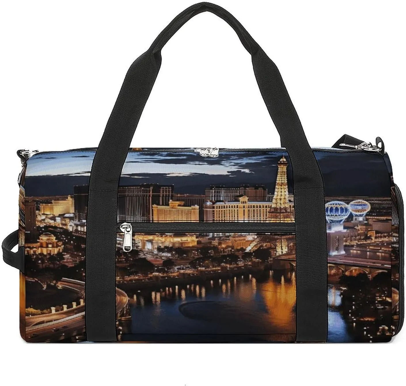 Mens Womens Gym Bag, Las Vegas Night View Print Duffle Bags,travel Gym Duffle Bag,garment Duffle Bag,gym Bag with Shoe Compartment