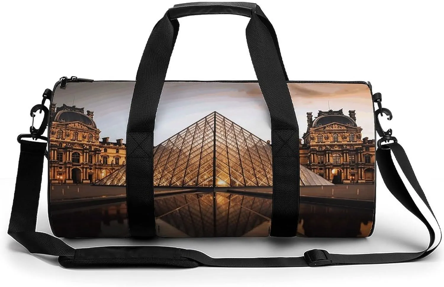Mens Womens Gym Bag, Louvre Museum in Paris Print Duffle Bags,travel Gym Duffle Bag,garment Duffle Bag,gym Bag with Shoe Compartment