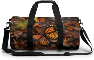 Mens Womens Gym Bag, Monarch Butterflies Print Duffle Bags,travel Gym Duffle Bag,garment Duffle Bag,gym Bag with Shoe Compartment