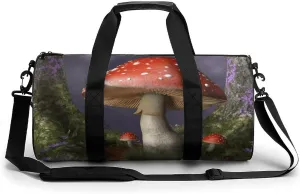 Mens Womens Gym Bag, Mushroom Print Duffle Bags,travel Gym Duffle Bag,garment Duffle Bag,gym Bag with Shoe Compartment, 17.7in/9in/9in