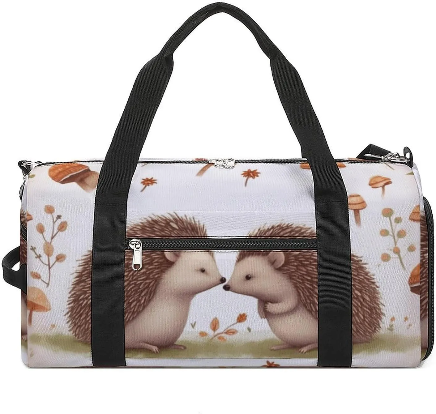 Mens Womens Gym Bag, Nature Lovely Hedgehog Lovers Print Duffle Bags,travel Gym Duffle Bag,garment Duffle Bag,gym Bag with Shoe Compartment