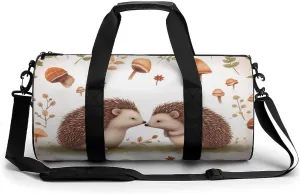 Mens Womens Gym Bag, Nature Lovely Hedgehog Lovers Print Duffle Bags,travel Gym Duffle Bag,garment Duffle Bag,gym Bag with Shoe Compartment