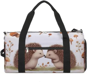 Mens Womens Gym Bag, Nature Lovely Hedgehog Lovers Print Duffle Bags,travel Gym Duffle Bag,garment Duffle Bag,gym Bag with Shoe Compartment