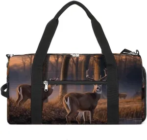 Mens Womens Gym Bag, Nature Wild Animal Deers Print Duffle Bags,travel Gym Duffle Bag,garment Duffle Bag,gym Bag with Shoe Compartment