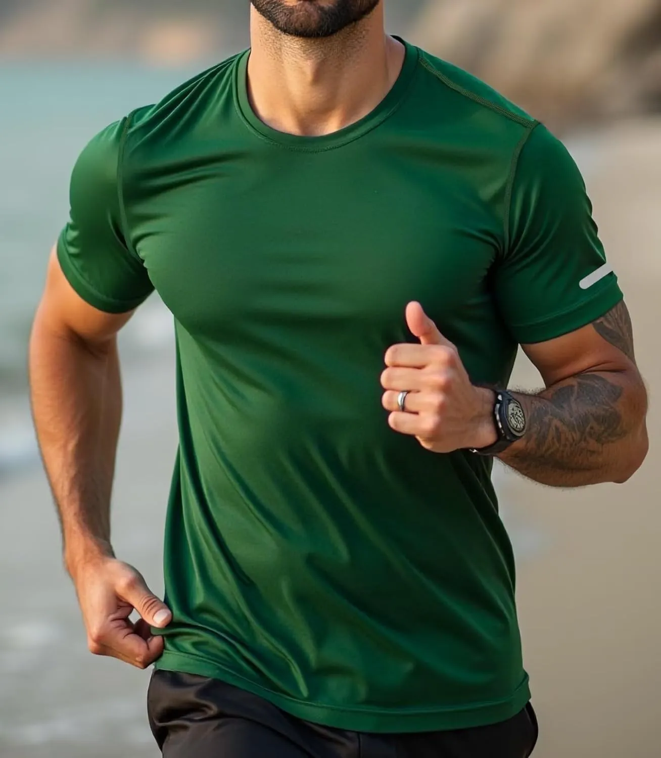 Mens Workout Shirts Fitted, Quick Dry Gym Tshirts Running Athletic Top Moisture Wicking Tee