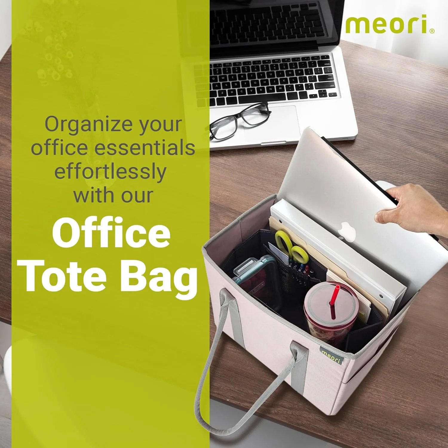 meori Office Tote Bag Carry Laptop Essentials Sturdy Bottom Stays Upright 3 Handy Pockets